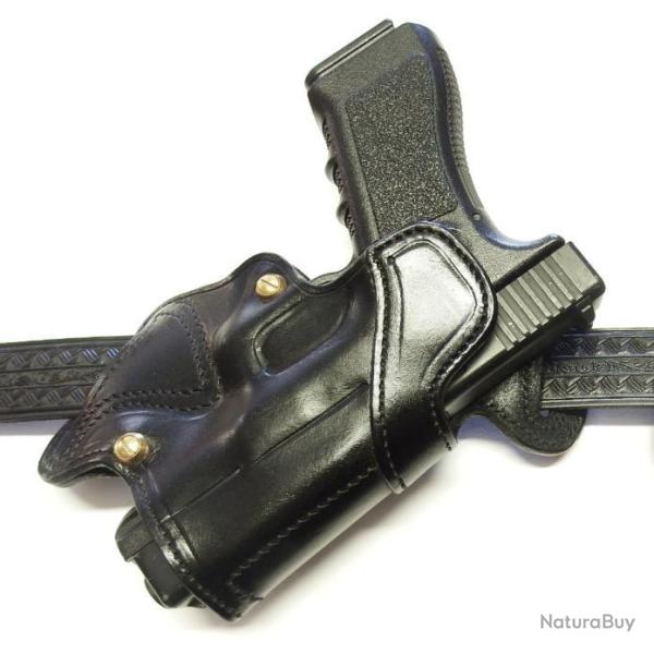 ETUI CUIR "BACK to BACK" pour GLOCK (Entreprise artisanale fran�aise)