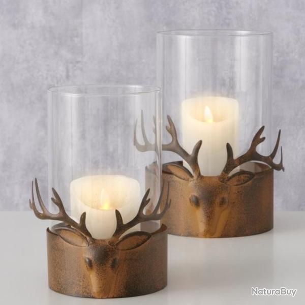 PHOTOPHORES CERF M�TAL ROUILL� x2