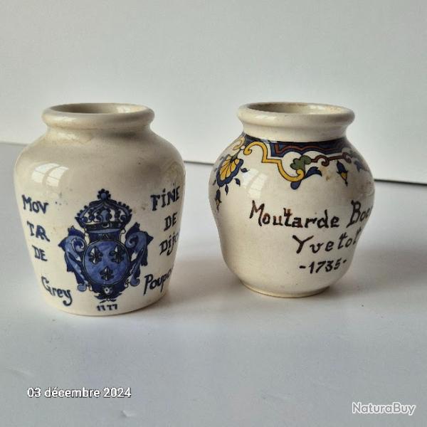 2 pots � moutarde anciens, 1 Pot De Moutarde Bocquet Yvetot et Pot � moutarde Grey Poupon