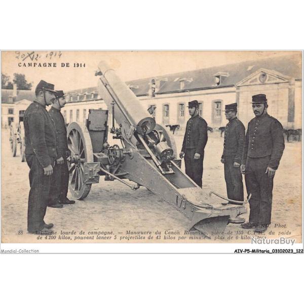CPA - ARTILLERIE LOURDE DE CAMPAGNE - MANOEUVRE DU CANON