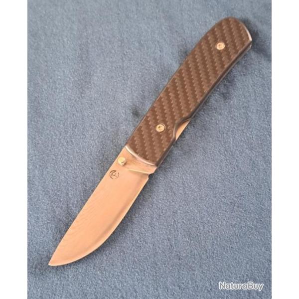 Couteau pliant artisanal, liner lock Carbone!! Offre de No�l 250 � !!!!