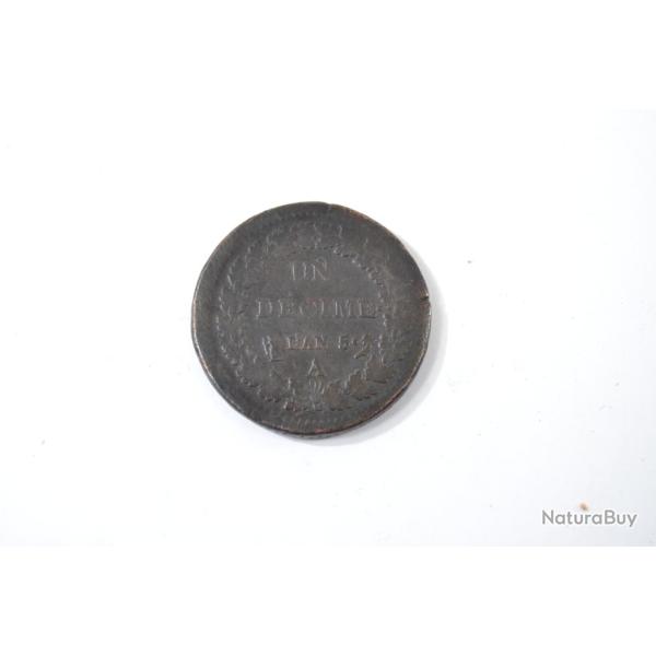 Pi�ce de monnaie ancienne un d�cime l'an 5 A R�publique Fran�aise