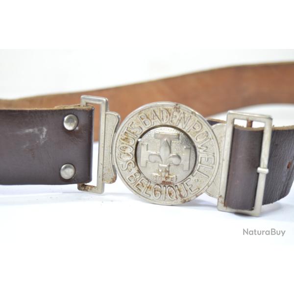 Ancienne ceinture ceinturon Scouts de Belgique Baden Powell. Ann�es 1930 - 1950