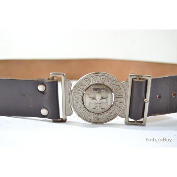 Ancienne ceinture ceinturon Scouts de Belgique Baden Powell. Ann�es 1930 - 1950. Ceinturon Belge