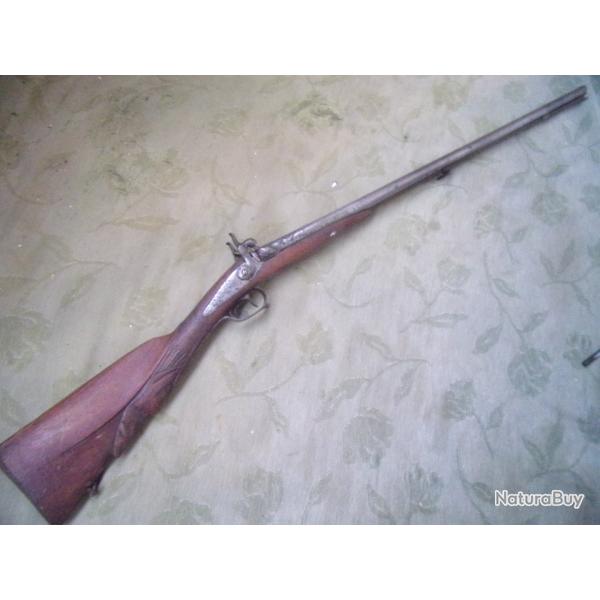 fusil de chasse � percussion crosse sculpt�e calibre 16 mm