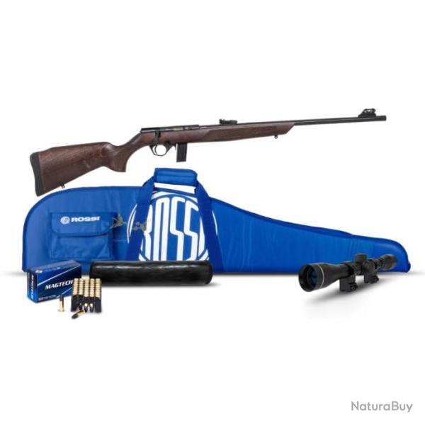 Pack carabine � r�p�tition en bois Rossi cal.22 long rifle avec accessoires