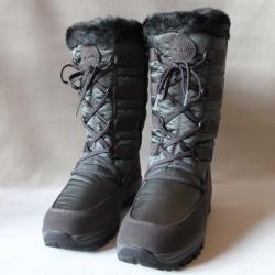 Bottes chaudes de neige femme cuir hydrofuges 40 gris anthracite