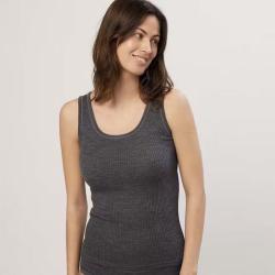D&eacute;bardeur femme pure laine m&eacute;rinos bio &agrave; cotes gris