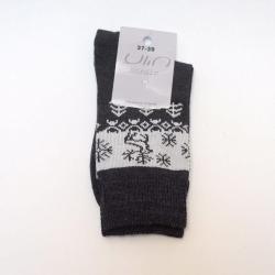 Chaussettes chaudes laine m&eacute;rinos jacquard nordique 34/36 gris
