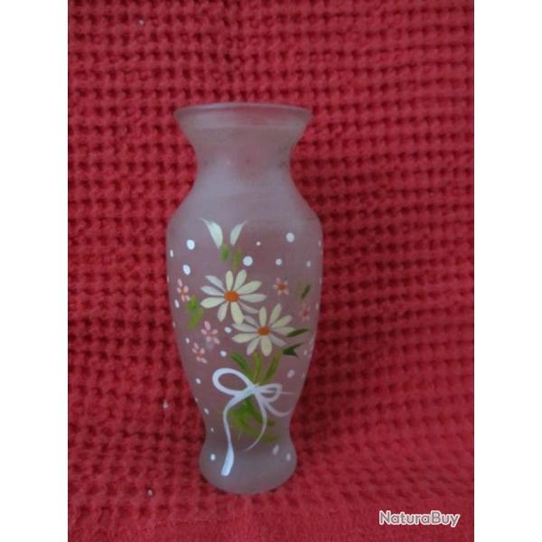 Petit vase en verre d�poli d�co �maill�e 1960