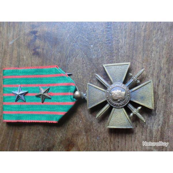 m�daille croix de guerre  14 / 18   2 �toiles