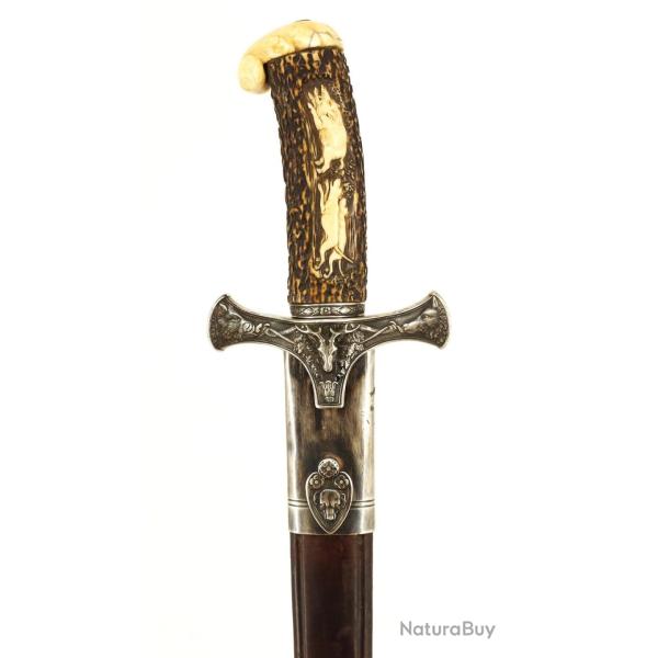 RARE DAGUE DE VNERIE EN ARGENT SIGNE MANCEAUX A PARIS LAME KLINGHENTAL COULAUX FRERES - FRANCE FIN