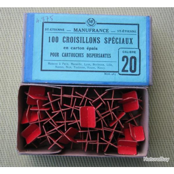 Collection  ou  usage... Lot  de  85 croisillons cartons cal 20 dans sa boite d'origine  Manufrance