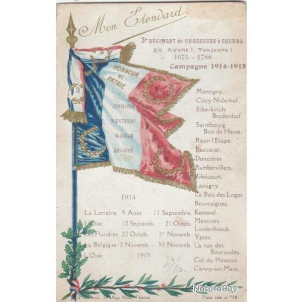 CPA - Mon drapeau, 3me r�giment chasseurs Chevale