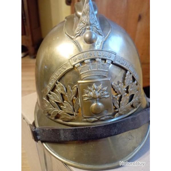 Casque de pompier Alsacien Mle 1895 en tbe de NORDHEIM.