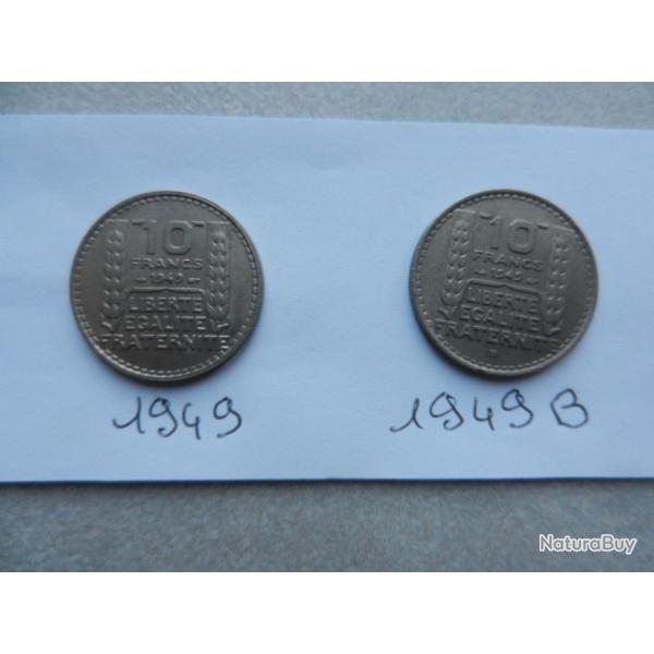2 pi�ces de 10 francs 1949 et 1949 B
