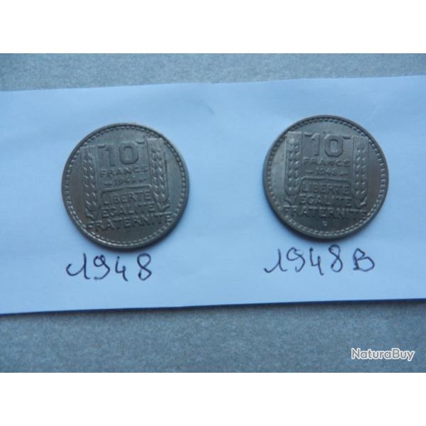 2 pi�ces 10 francs 1948 et 1948 B