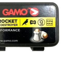 BOITE DE 100 BALLES A AIR PLOMBS GAMO T&Ecirc;TE RONDE CUIVR&Eacute;E CAL.5.5 ROCKET DESTROYER