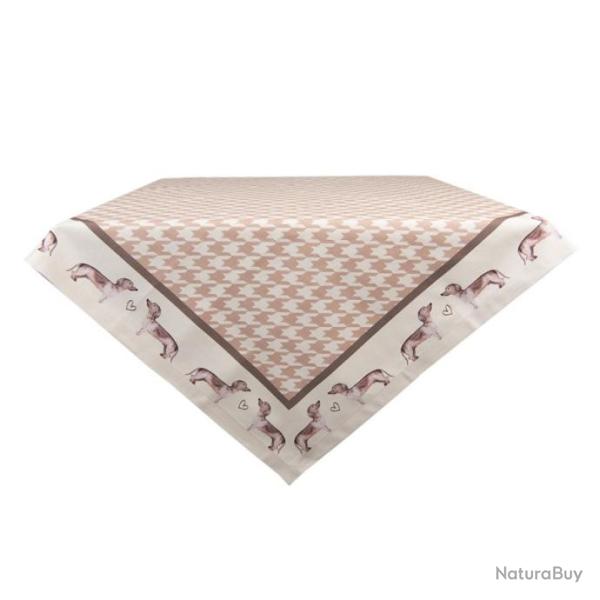 NAPPE ROSE/BEIGE MOTIF TECKEL 150x250CM