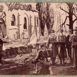 CPA - Pr&ecirc;tre Soldat B&eacute;nissant une Fosse Commune N&deg; 7417