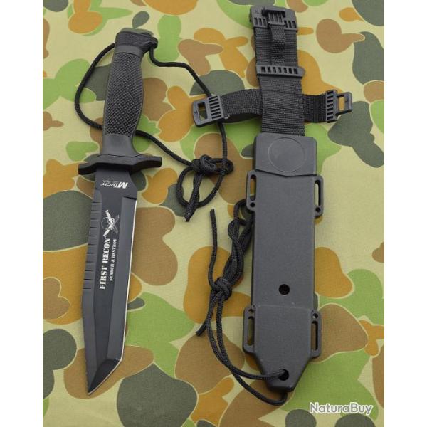 Lot de 3 Couteaux de Combat Tactical Tanto Search & Destroy MTECH Acier 440 Etui Nylon MT676TB