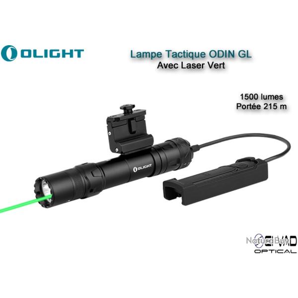 Lampe Tactique Olight ODIN GL avec Laser Vert - Montage Picatinny