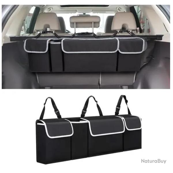 Organisateur de Coffre de Voiture Pliable en Tissu Oxford Imperm�able - Noir - Rangement Int�rieur