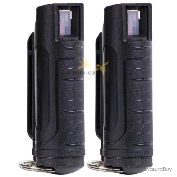 Lot 2 bombes lacrymog�ne porte-cl�s GAZ POIVRE OC 20ml s�curit� 1/4 de tour AKIS (marque fran�aise)