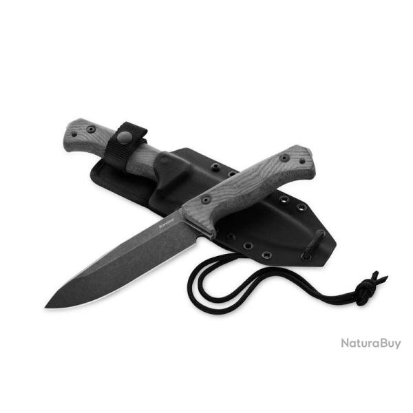 BEL1990 POIGNARD LIONSTEEL "T6" LAME 15CM ACIER BLACKWASH MANCHE MICARTA NOIR + ETUI KYDEX NEUF
