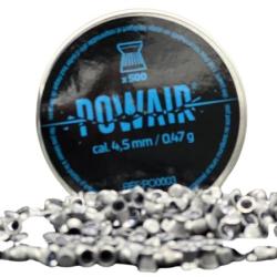 Plombs 4,5mm POWAIR &agrave; t&ecirc;te plate bo&icirc;te de 500 unit&eacute;s