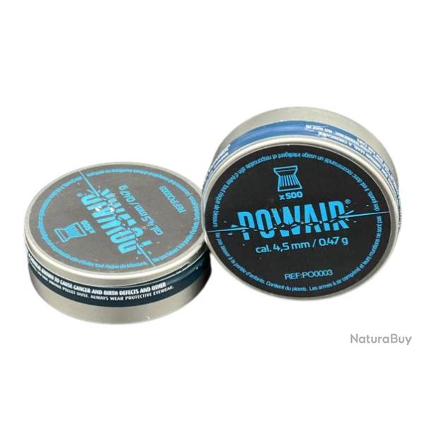 2X Bo�te de 500 plombs POWAIR 4,5mm � t�te plate