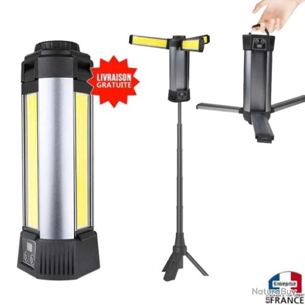 Lampe baladeuse rechargeable �clairage led COB magn�tique atelier sur tr�pieds