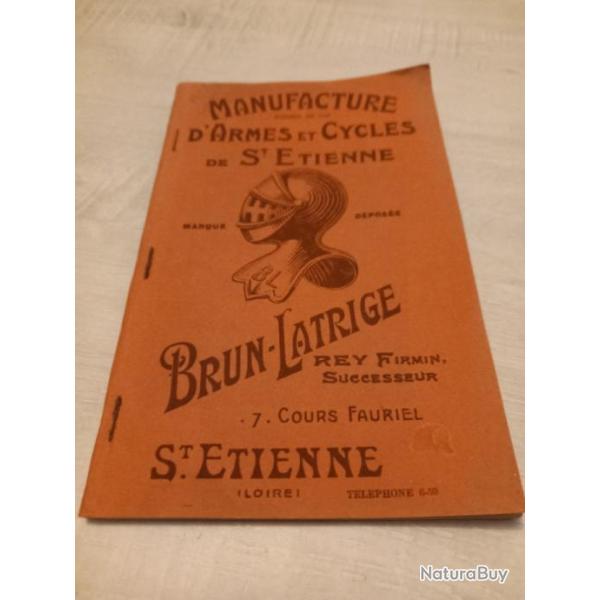 Catalogue Brun-Latrige manufacture D'armes et Cycles