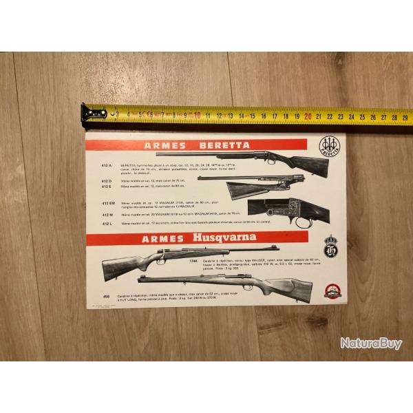 Fiche d'armurier BERETTA ..HUSQVARNA RUGER