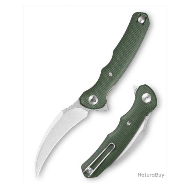 Couteau TRIVISA Lacerta Karambit Lame Acier 14C28N Manche Micarta Liner Lock IKBS Clip TVTY19GM14 -