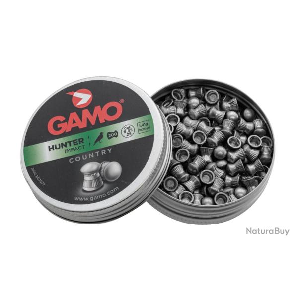 200 Plombs Hunter t�te ronde 6.35 mm | Gamo (0000 0851) - Airgun