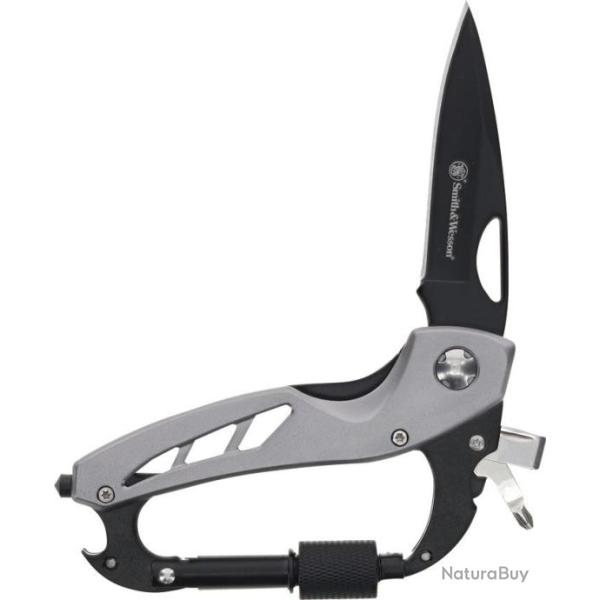 Couteau Mousqueton Smith & Wesson Multi-Tool Lame Acier Inox Manche Alu Liner Lock SWP1208868