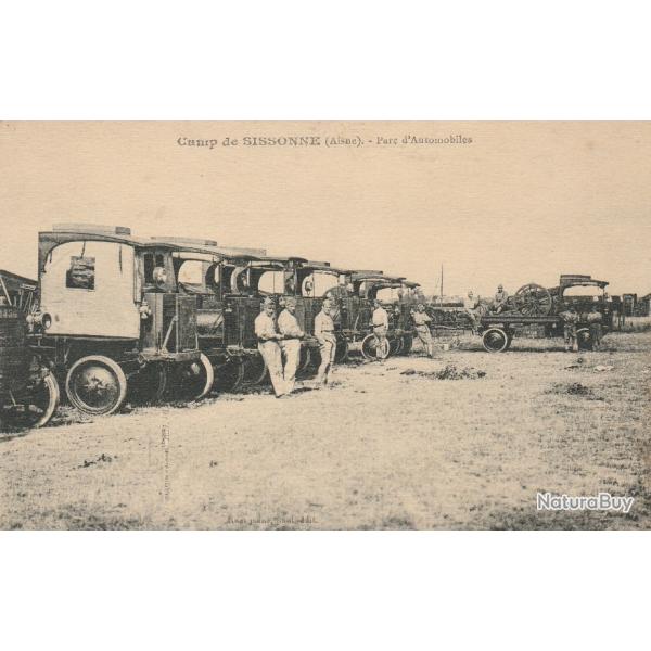 CPA -CAMP de SISSONE (Aisne) -Parc d'Automobile N�716