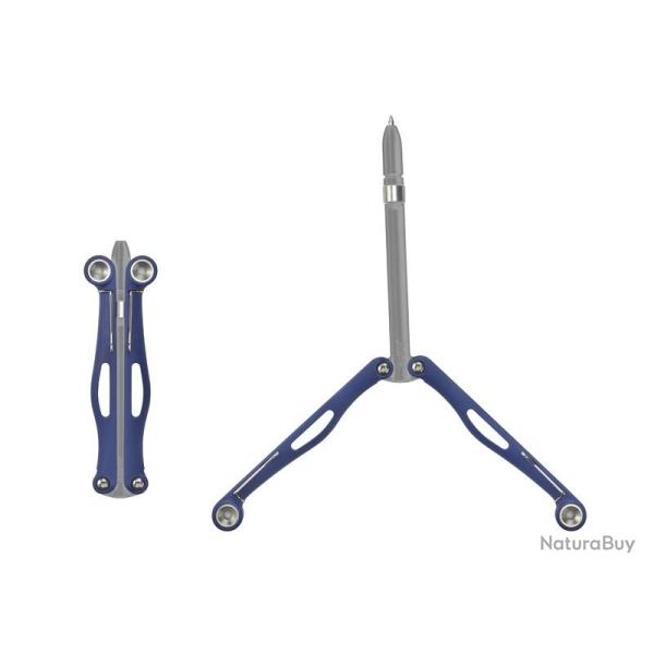 Stylo papillon d'entrainement Spyderco WING avec cartouche d'encre bleu