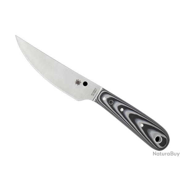 BEL2008 POIGNARD SPYDERCO "BOW RIVER" LAME 11CM ACIER PROFIL PLAT MANCHE G10 GRIS/NOIR + ETUI NEUF