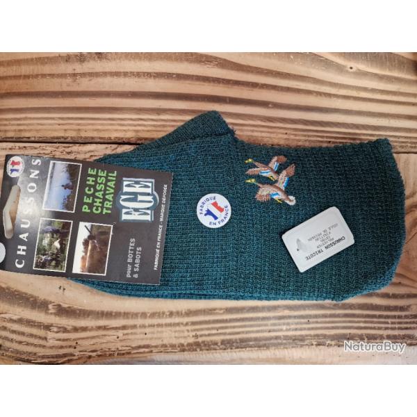 Chaussons de bottes Ege vert broderie canard fabrication fran�aise - HILMAR SUPER DESTOCK !!!