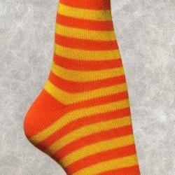 Offre d&egrave;s 2 paires de chaussettes ray&eacute;es coton d'Egypte Femme 37/39 ray&eacute; orange 2 -jaune