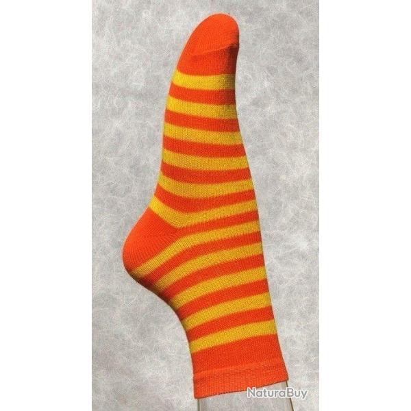 Offre d�s 2 paires de chaussettes ray�es coton d'Egypte Femme 37/39 ray� orange 2 -jaune