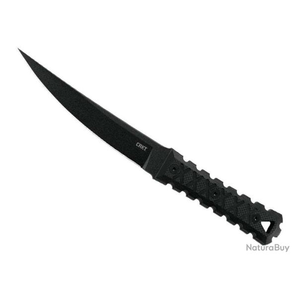 BEL2050 POIGNARD CRKT "HZ6" LAME 16.5CM ACIER CARBONE MANCHE G10 NOIR + ETUI BOLTARON NEUF