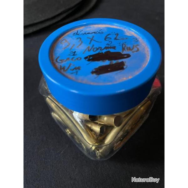 Divers tuis (douilles) calibre 9.3x62, quantit : 50, RWS, GECO, NORMA, Winchester.