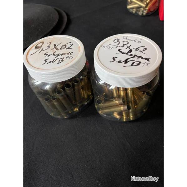 Divers tuis (douilles) Solognac/S&B, calibre 9.3x62, quantit : 55.