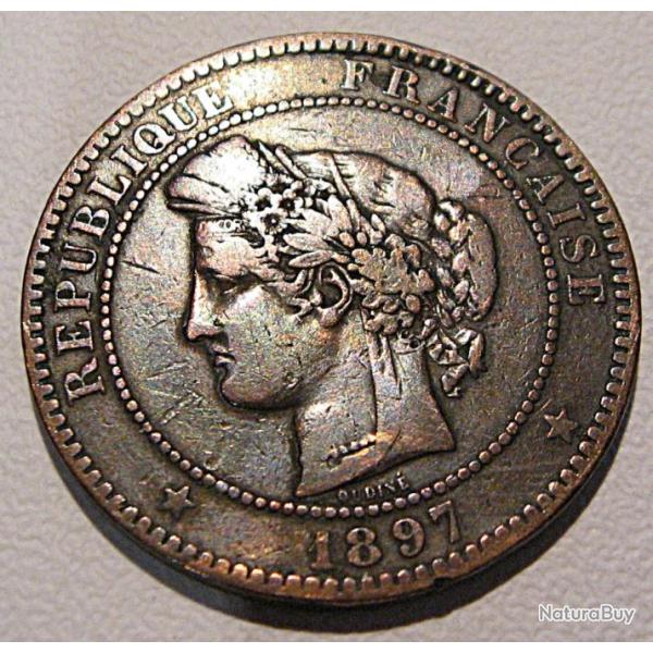 France rare piece de 10 centimes "CERES" sans collier   1897 TTB