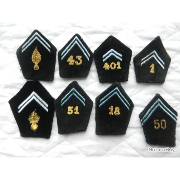 lot de 8 pattes de col militaires fran�ais