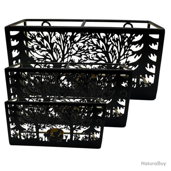 Lot de 3 photophores motif for�t et cerf