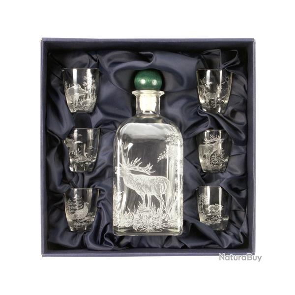 Service Liqueur Motif Chasse 6 verres + Bouteille